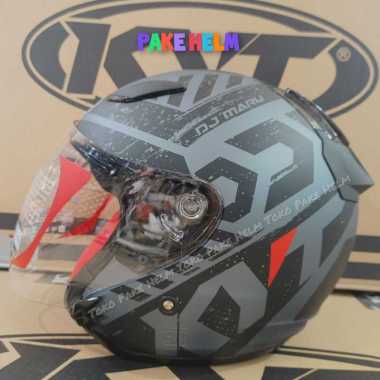 Helm kyt half face dj maru #16 black doff grey M