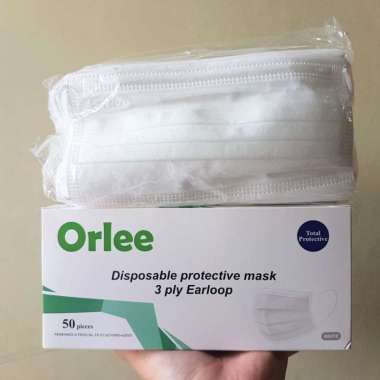 [BOX- 50PCS] MASKER EARLOOP ORLEE ISI 50PCS 3PLY / MASKER ORLEE CANTOL 3PLY KEMENKES /MASKER NON MED