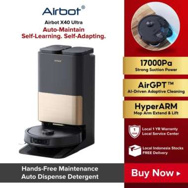 Airbot X40 Ultra Robotic Vacuum, 17000Pa Suction Power, HEPA Filter E11, LiDAR Navigation, 3L Dust Bin
