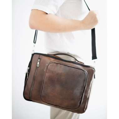 BALTIMORE Coklat Tas Selempang Laptop 12 13 14 inch Pria Kantor Kulit Premium