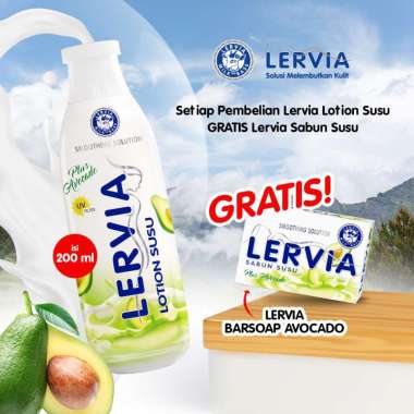[BUNDLING] LERVIA Lotion Susu Avocado Bottle 200mL gratis LERVIA Sabun Susu Avocado 90g