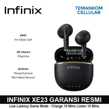 TWS Infinix XE 23 Headset Bluetooth GAMING Earphone Wireless baru Garansi RESMI Hitam
