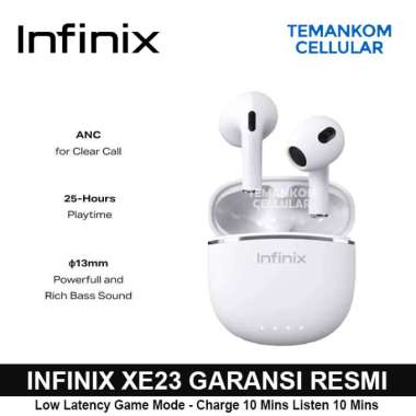 TWS Infinix XE 23 Headset Bluetooth GAMING Earphone Wireless baru Garansi RESMI Putih