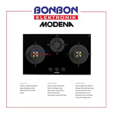 Modena Kompor Tanam Gas 3 Tungku BH 2933 LL / BH 2933LL Gas Hob