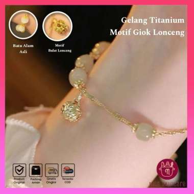Gelang Titanium Wanita Anti Karat Motif Giok Bulat Lonceng GL-072 Gelang Wanita Aksesoris Fashion Ge