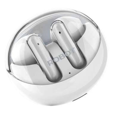 ROBOT TWS Wireless Earphone Flybuds T30 With Transparent Case Bluetooth 5.3 Putih