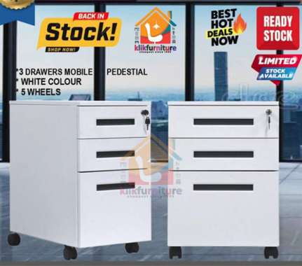 MP002 Drawer cabinet Besi 3 Laci Susun | Nakas Kabinet Arsip Roda