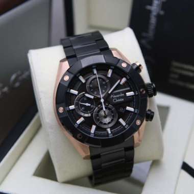 JAM TANGAN PRIA ALEXANDRE CHRISTIE AC 6604 AC6604 BLACK ROSEGOLD ORI