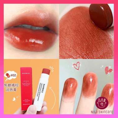 Red orange lip balm hanboli pelembab bibir kering warna merah viral murah lipstik 02 Red