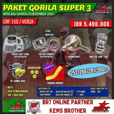 PAKET BRT CRF TRABAS GORILA SUPER 3 BOREUP 252CC/ 266CC/ 281CC/ 300CC (SILINDER BLOK 72 74 76 78 mm,