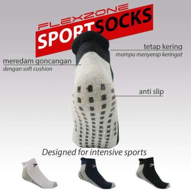 Flexzone Sports Socks Kaos Kaki Olahraga Lari Basket Outdoor Hiking Gym Fitness FAK-007 Navy