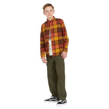 VOLCOM YLH CADEN PLAID Kemeja Anak Remaja M Burro Brown