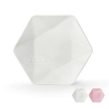PRUMU Piring Saji Melamin 8 inch - Piring Aesthetic - Piring Segi Enam - Piring Saji - P4109 Putih W
