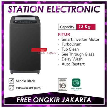 LG T2313VSPB Mesin Cuci 13kg, Top Loading - Smart Inverter