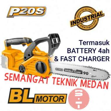 CGSLI2001 CORDLESS MESIN GERGAJI CHAINSAW BATERAI 12" 20V 4AH INGCO