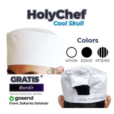 Chef Hat Cool Sejuk Topi Chef Topi Kitchen Holychef Cool Skull Putih