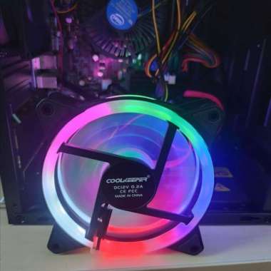 Fan Casing 12CM RGB LED Rainbow Konektor Molex Kipas Case + Baut PC Komputer