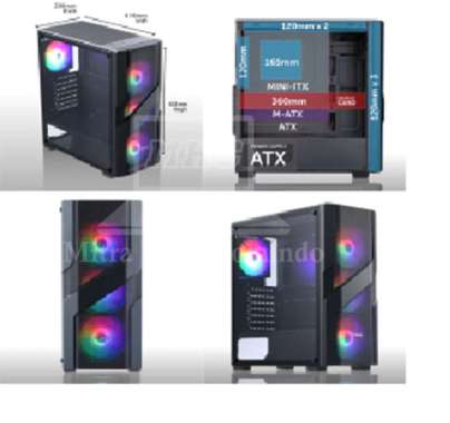 CASING PC GAMING MURAH / CASING KOMPUTER INFINITY HORUS V2 BLACK 3 FAN RGB PC CASE