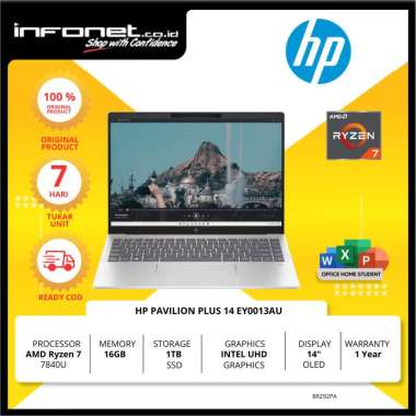 HP PAVILION PLUS 14 EY0013AU RYZEN 7 7840U 16GB 1TB 14" OLED W11 OHS21