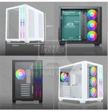 CASING PC CASING KOMPUTER GAMING ENLIGHT Z4 WHITE 3 FAN RGB PC CASE GAMING