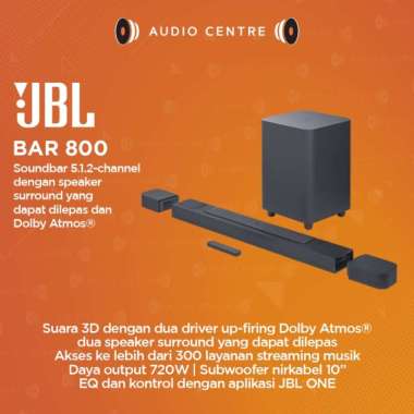 JBL BAR 800 BAR800 5.1.2-channel Soundbar With detachable Surround Speakers and Dolby Atmos