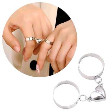 Sepasang (2 buah) Cincin Magnet Couple Love Hati Pasangan Bestie Couple Ring Set Sepasang Fashion