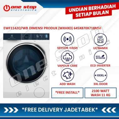 [Trade-in] - [GARANSI RESMI] ELECTROLUX EWF1142Q7WB Mesin Cuci Front Loading with Sensor Wash 11kg