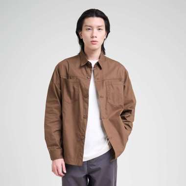 M231 Jaket Pria Overshirt Canvas Panjang Cream 0696D XL