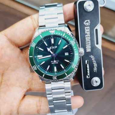 JAM TANGAN PRIA EXPEDITION E 6860 E6860 EXP-6860 AUTOMATIC SILVER ORIGINAL SILVER GREEN