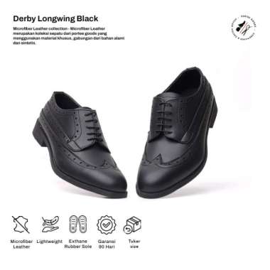 Sepatu Kerja Pria Portee Goods Derby Longwing Hitam 44