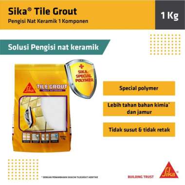 Sika - Tile Grout Pengisi Celah Nat Keramik Marmer Granit Mosaik Semen Warna 1Kgx12PCS (1 BOX) Cream