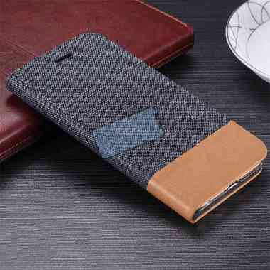 Realme 9 4G Flip Case Luxury Canvas Leather Soft TPU Case Realme9 4G Gray
