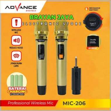 MICROPHONE WIRELESS ADVANCE MIC-206 TANPA KABEL KUALITAS BAGUS SUARA MANTAP ISI 2 MIC / FREE BATERAI