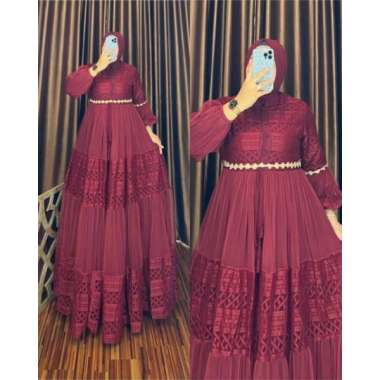 BROKAT PESTA DRESS BANGKOK TILE BRAND OHC PREMIUM ORIGINAL BURKAT PESTA MEWAH TERBARU Ld110cm (stand