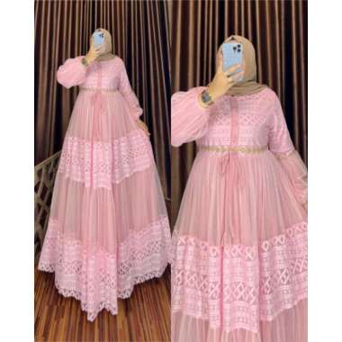 BROKAT PESTA DRESS BANGKOK TILE BRAND OHC PREMIUM ORIGINAL BURKAT PESTA MEWAH TERBARU Ld110cm (stand