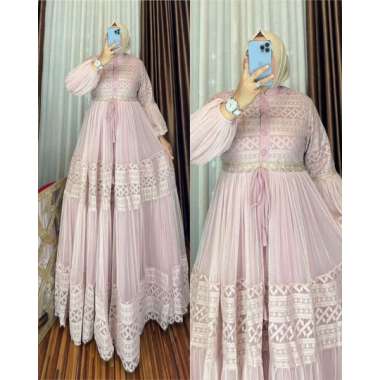 BROKAT PESTA DRESS BANGKOK TILE BRAND OHC PREMIUM ORIGINAL BURKAT PESTA MEWAH TERBARU Ld110cm (stand