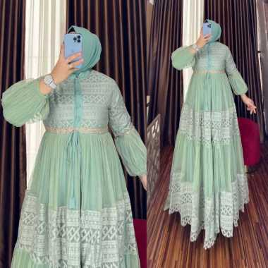 BROKAT PESTA DRESS BANGKOK TILE BRAND OHC PREMIUM ORIGINAL BURKAT PESTA MEWAH TERBARU Ld110cm (stand