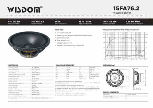 Component Wisdom 15FA76.2 15 Inch Speaker Komponen Original Wisdom 15 FA76.2
