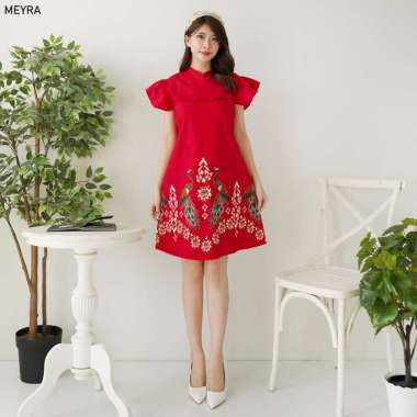 Evercloth Meyra Dress Batik Wanita Terusan Batik Couple Modern Kebaya Couple Set Seragam Family XL R