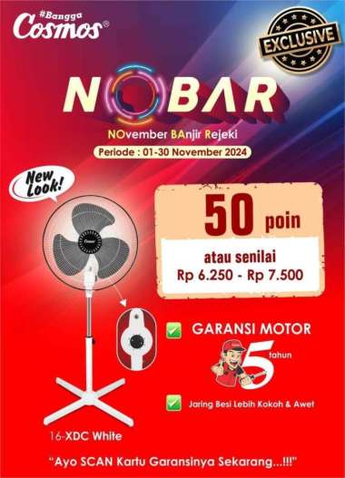Cosmos Kipas Angin Berdiri Stand Fan 16 Inch 16XDC 16-XDC 16 XDC Garansi