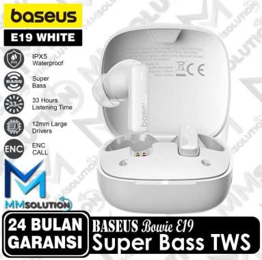 Baseus E19 Super Bass TWS ENC True Wireless Earbuds Earphone Stellar White
