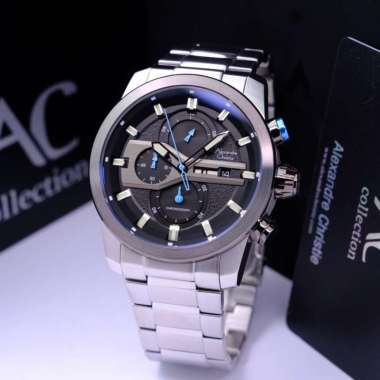 Alexander Christie Pria AC 6562 Jam Tangan Rantai Anti Air Original 100% Terbaru Mewah Silver Black 