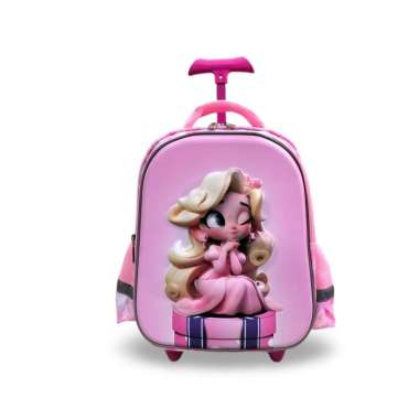 Ransel Trolly Powa HSD 224013 Tas Sekolah Anak TK Perempuan Karakter Imut Princess Pink