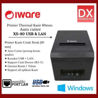 Printer Thermal Kasir 80mm Auto Cutter Usb Bluetooth Lan Iware XS80 Series LAN USB