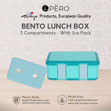 Pero Bento Lunch Box 3 Compartments with Ice Pack / Kotak Tempat Penyimpanan Kulkas / Lunch Box 3 Se