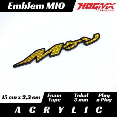 Emblem Motor MIO KANJI Logo Bahan Akrilik Gold Hologram GOLD 1 PCS