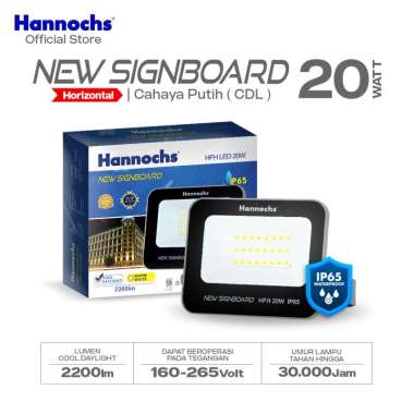 Hannochs Lampu Sorot LED Flood Light New Signboard HFH 20W Cahaya Putih (Model Horizontal)