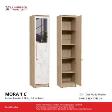 LUNARSOL MORA 1 Series Lemari 1 Pintu | Lemari Pakaian 1 Pintu | Lemari Baju Minimalis 1C