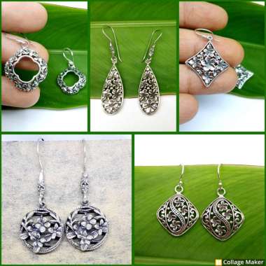 Anting Earrings Perak Silver Bali 925 Hook Frangipani Jepun Kamboja Etnik Wanita Custom Elegan Seman
