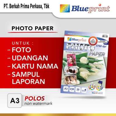Kertas Foto Glossy , Photo Paper Glossy BLUEPRINT A3 230 gsm Polos